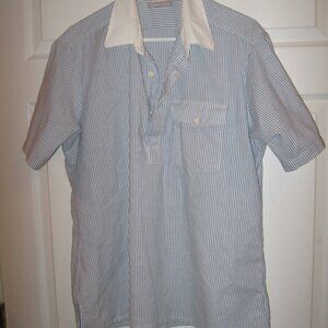 Career Club by Cambridge Hall Blue Striped Oxford w/ White Collar Large